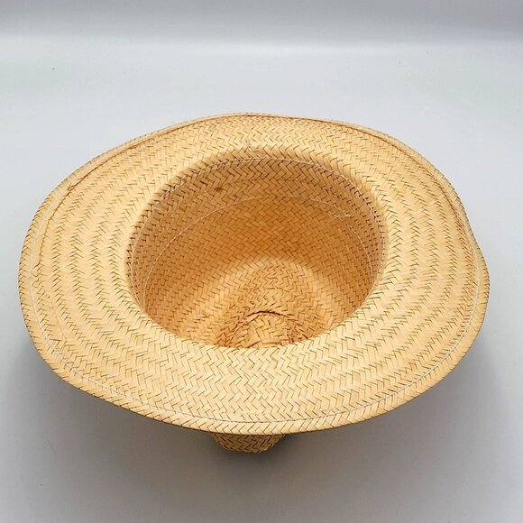 Natural Straw Fedora Hat with Multicolor Woven Band & Teal Accent main image 2